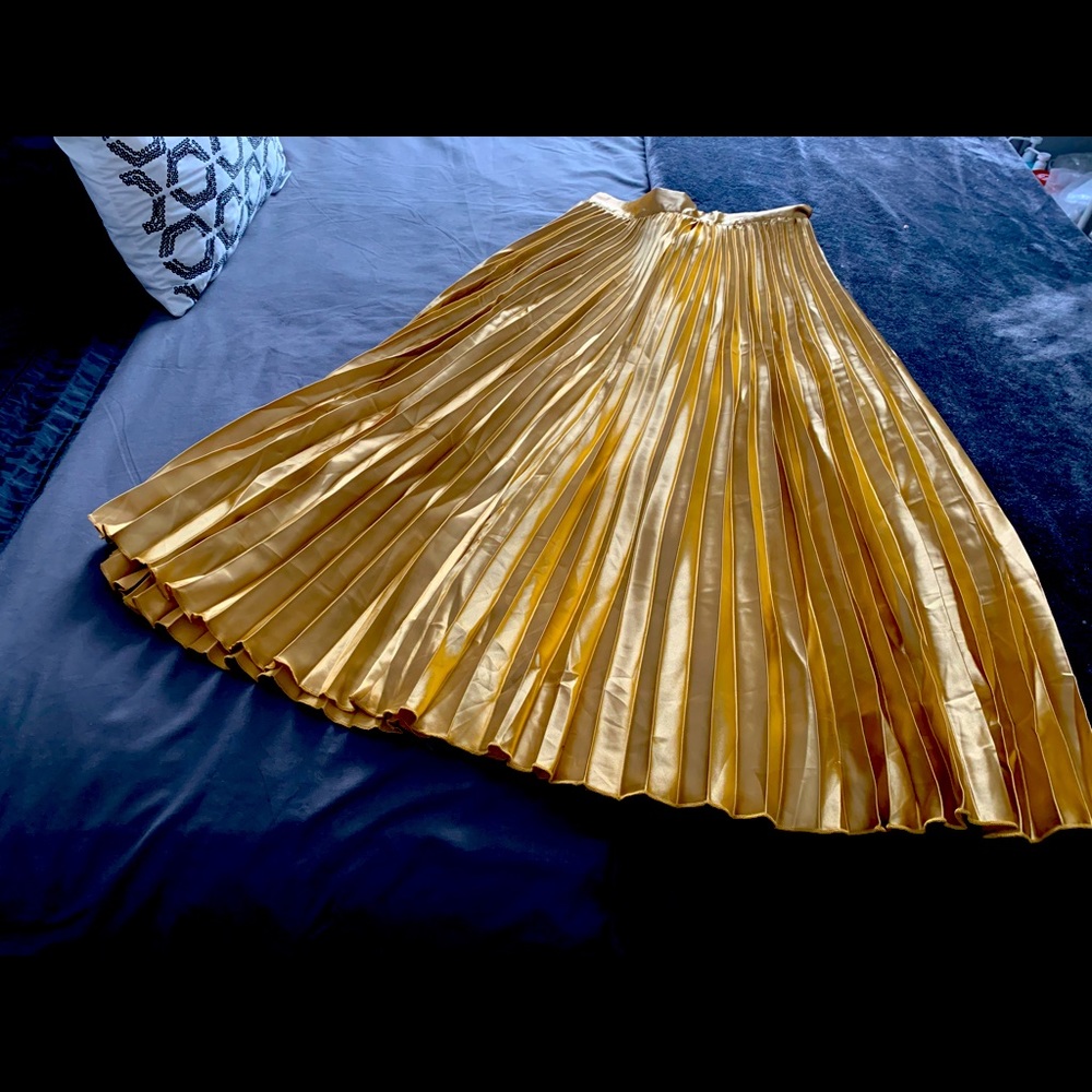 Fabulous and fun gold pleated skirt